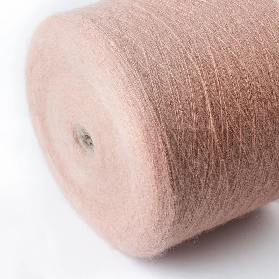 Blush pink mohair yarn cone, D&S Fashion product photography